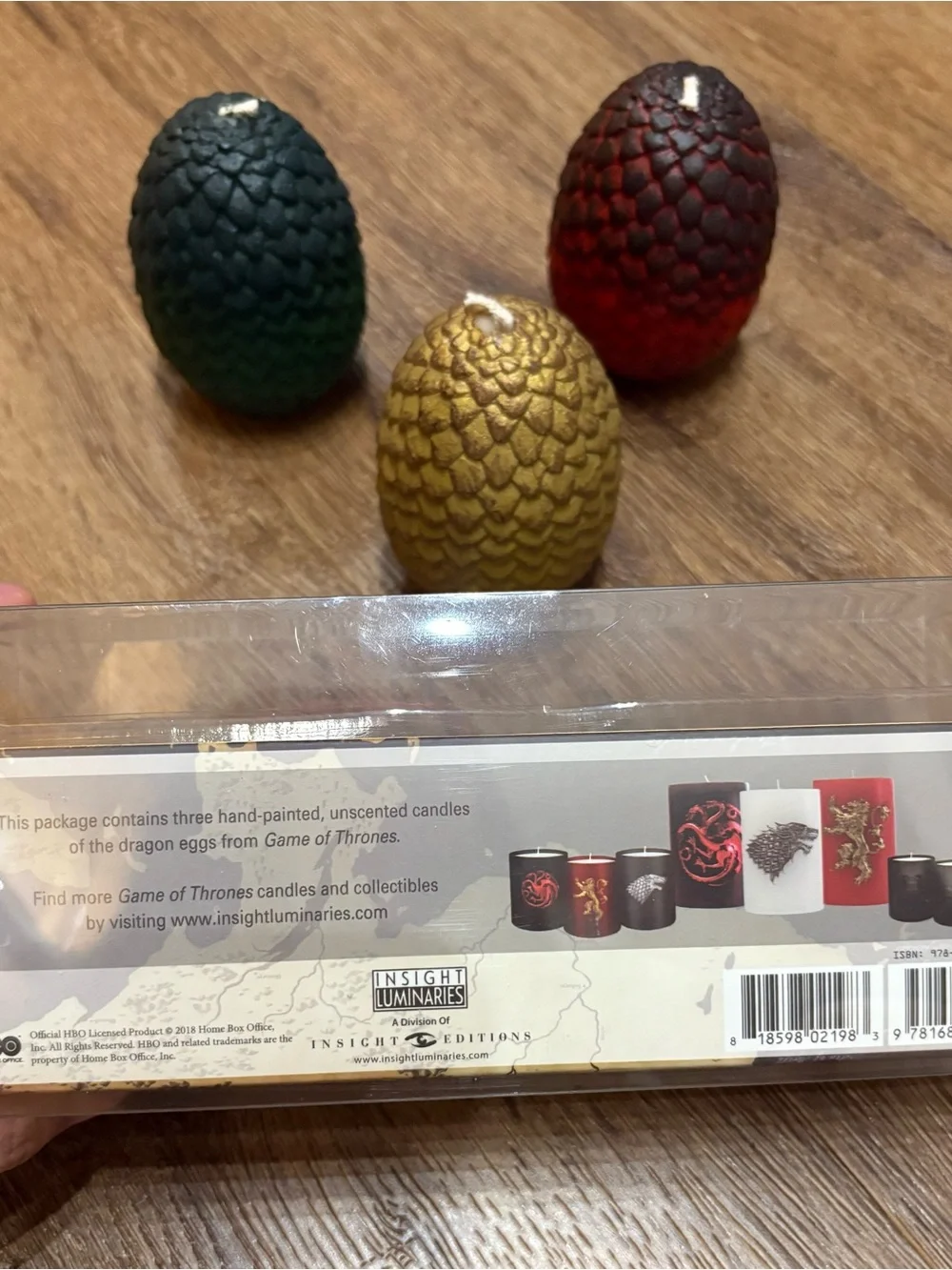 NWT Game of Thrones Dragon Egg Candle Set of 3 - Green, Red, Gold